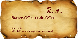 Rusznák András névjegykártya